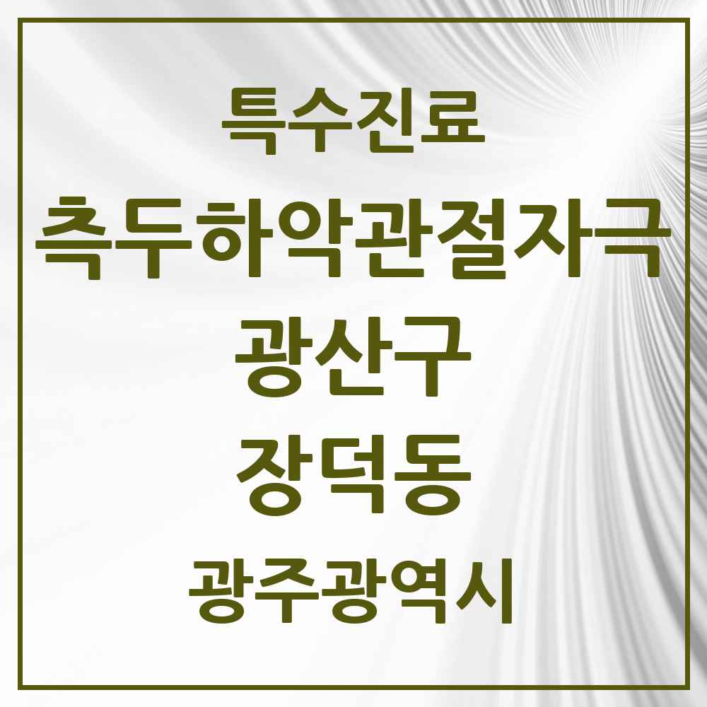 2025 광주광역시 광산구 장덕동 측두하악 관절자극요법 실시기관 의원·병원 목록 7곳