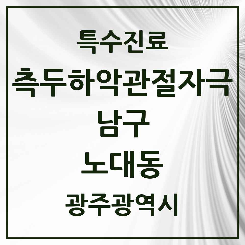 2025 광주광역시 남구 노대동 측두하악 관절자극요법 실시기관 의원·병원 목록 1곳
