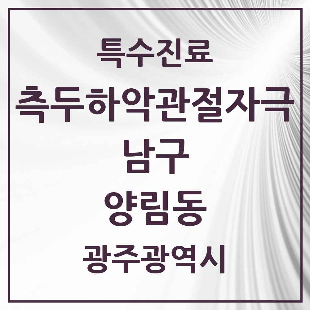 2025 광주광역시 남구 양림동 측두하악 관절자극요법 실시기관 의원·병원 목록 2곳