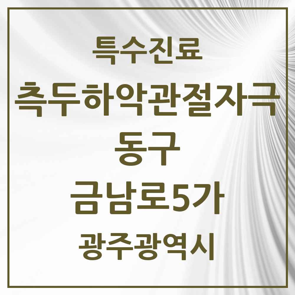 2025 광주광역시 동구 금남로5가 측두하악 관절자극요법 실시기관 의원·병원 목록 1곳
