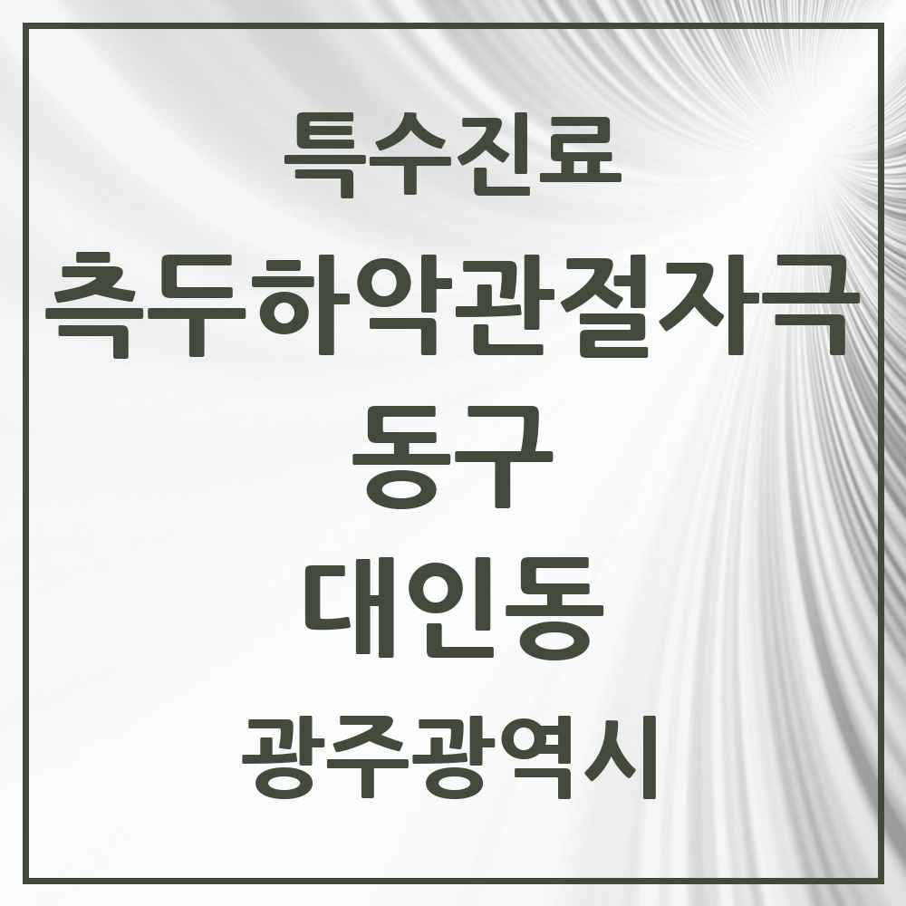 2025 광주광역시 동구 대인동 측두하악 관절자극요법 실시기관 의원·병원 목록 2곳