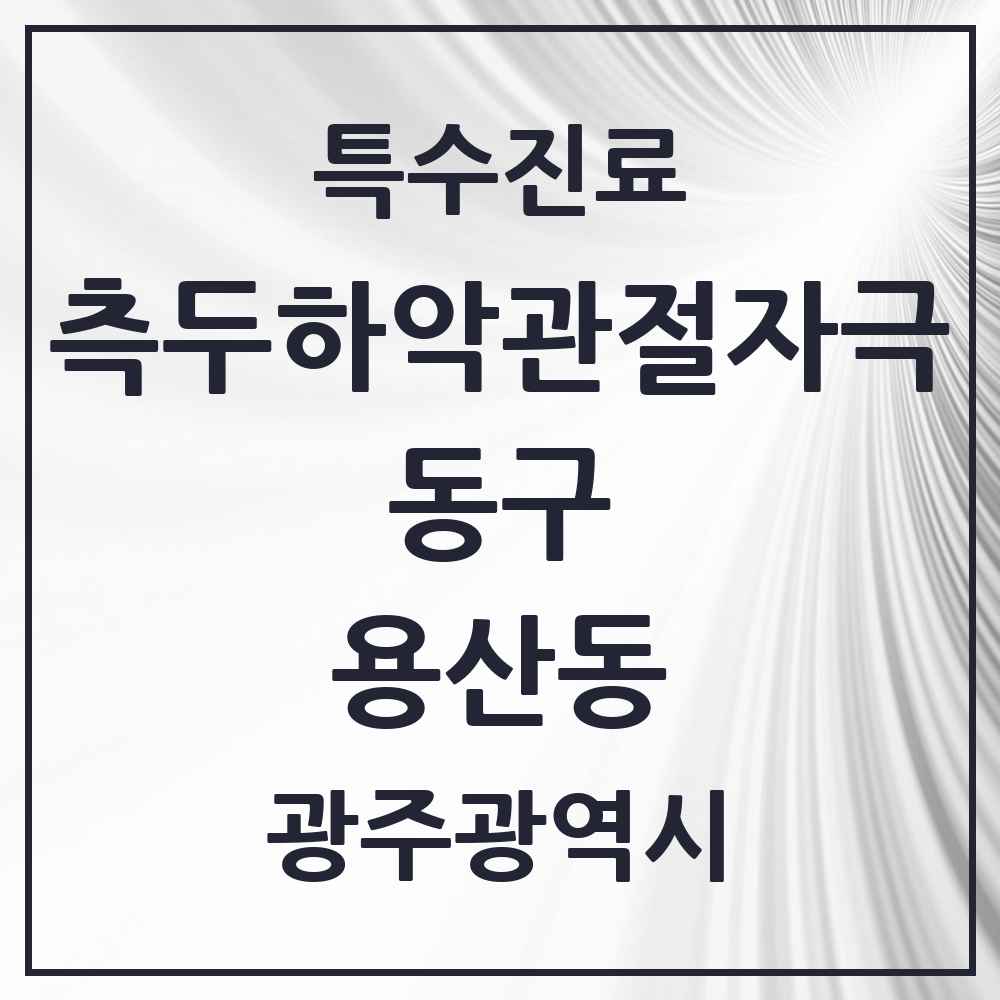 2025 광주광역시 동구 용산동 측두하악 관절자극요법 실시기관 의원·병원 목록 1곳