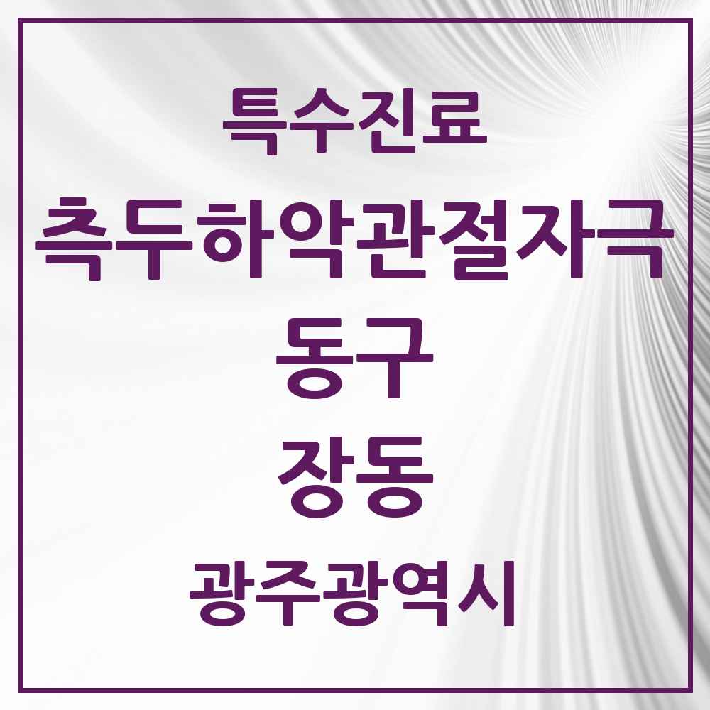 2025 광주광역시 동구 장동 측두하악 관절자극요법 실시기관 의원·병원 목록 1곳