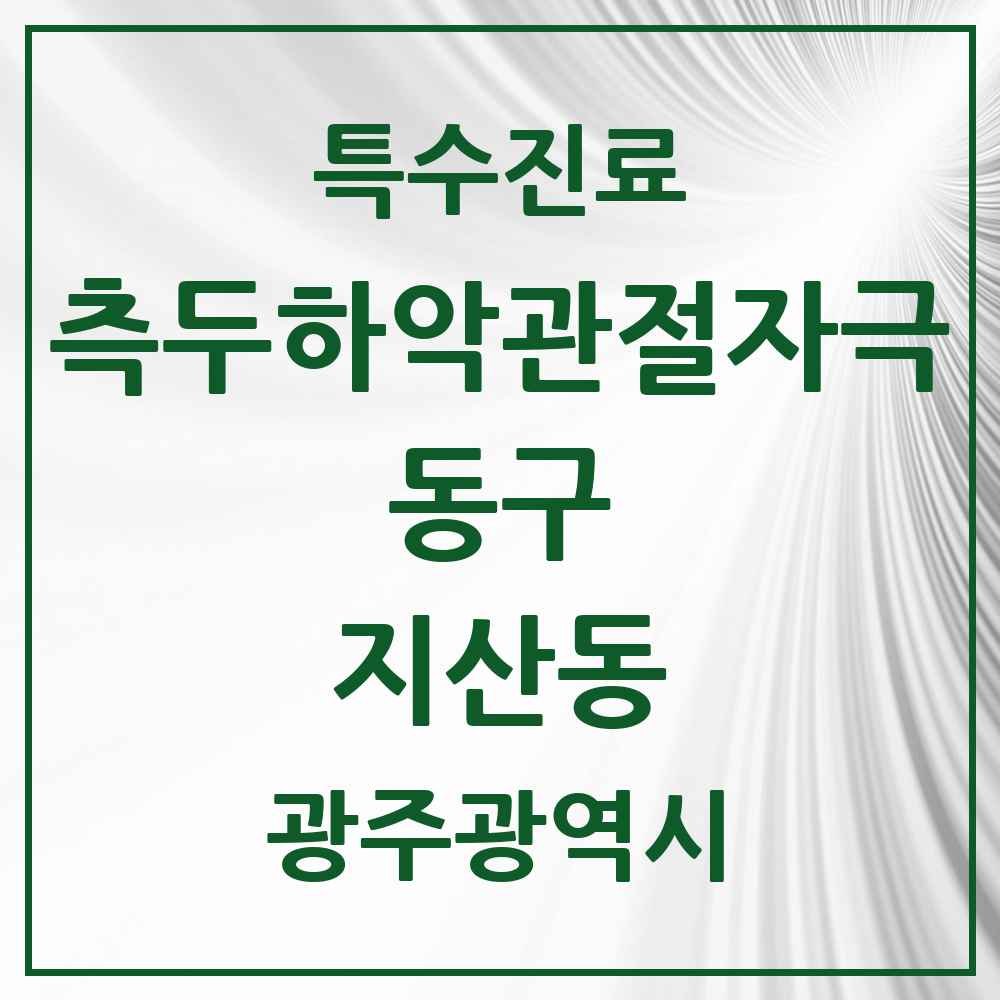 2025 광주광역시 동구 지산동 측두하악 관절자극요법 실시기관 의원·병원 목록 2곳