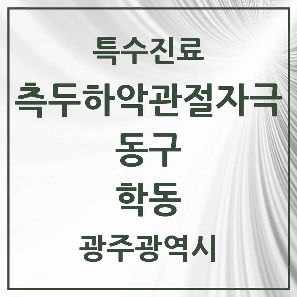 2025 광주광역시 동구 학동 측두하악 관절자극요법 실시기관 의원·병원 목록 4곳