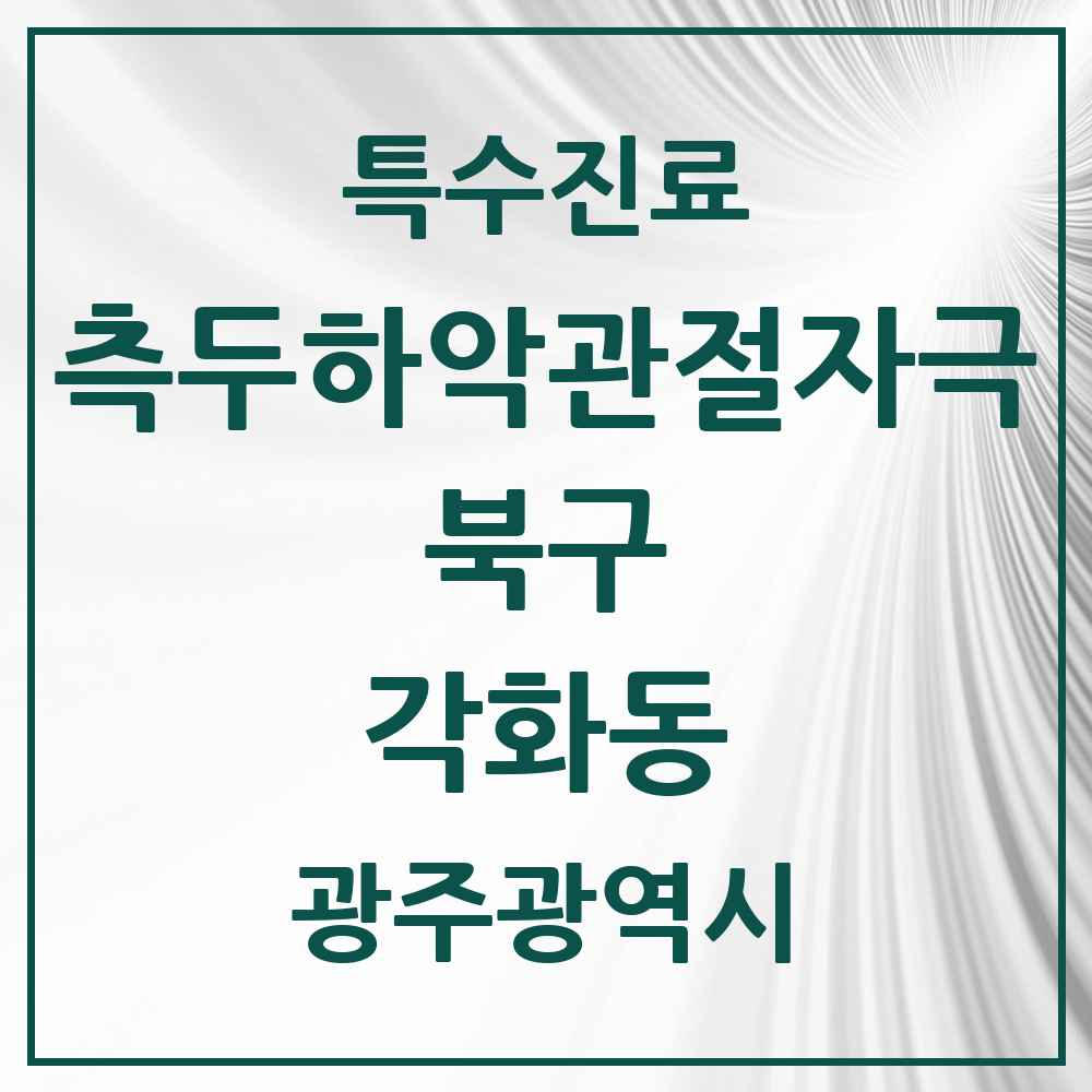 2025 광주광역시 북구 각화동 측두하악 관절자극요법 실시기관 의원·병원 목록 1곳
