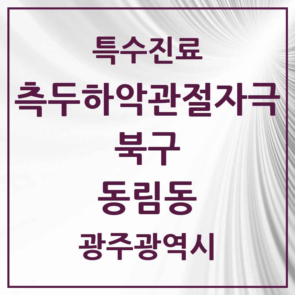 2025 광주광역시 북구 동림동 측두하악 관절자극요법 실시기관 의원·병원 목록 2곳