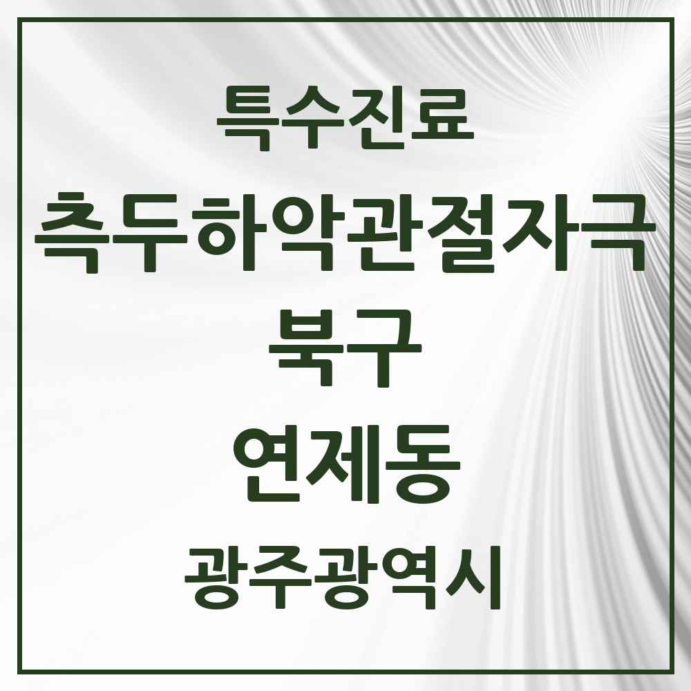 2025 광주광역시 북구 연제동 측두하악 관절자극요법 실시기관 의원·병원 목록 3곳