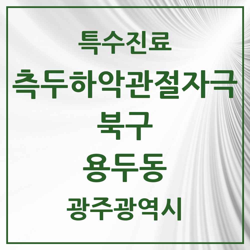 2025 광주광역시 북구 용두동 측두하악 관절자극요법 실시기관 의원·병원 목록 2곳