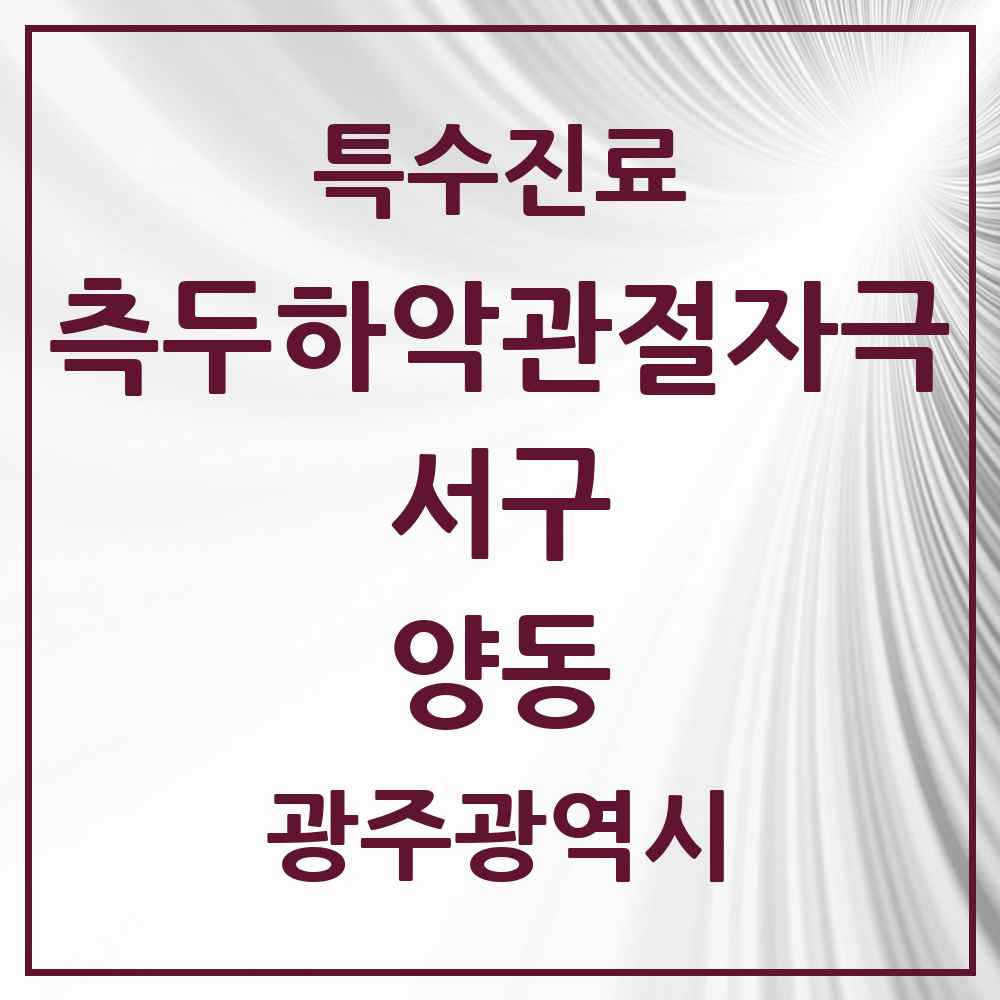 2025 광주광역시 서구 양동 측두하악 관절자극요법 실시기관 의원·병원 목록 1곳
