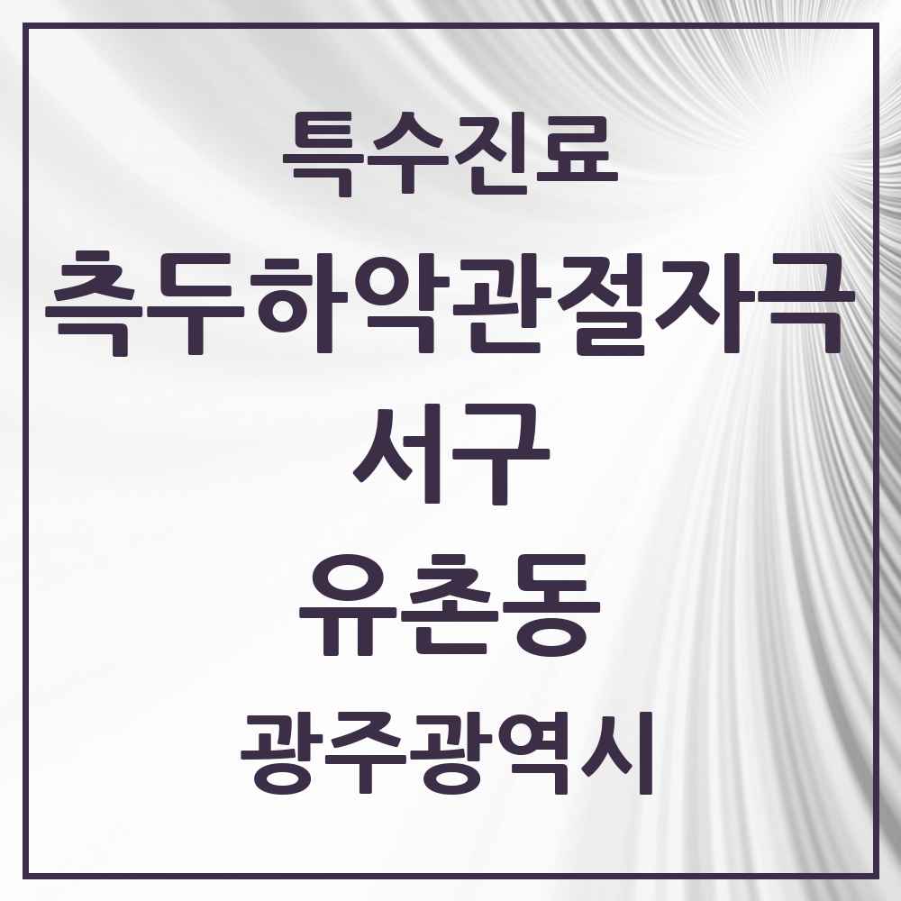 2025 광주광역시 서구 유촌동 측두하악 관절자극요법 실시기관 의원·병원 목록 1곳