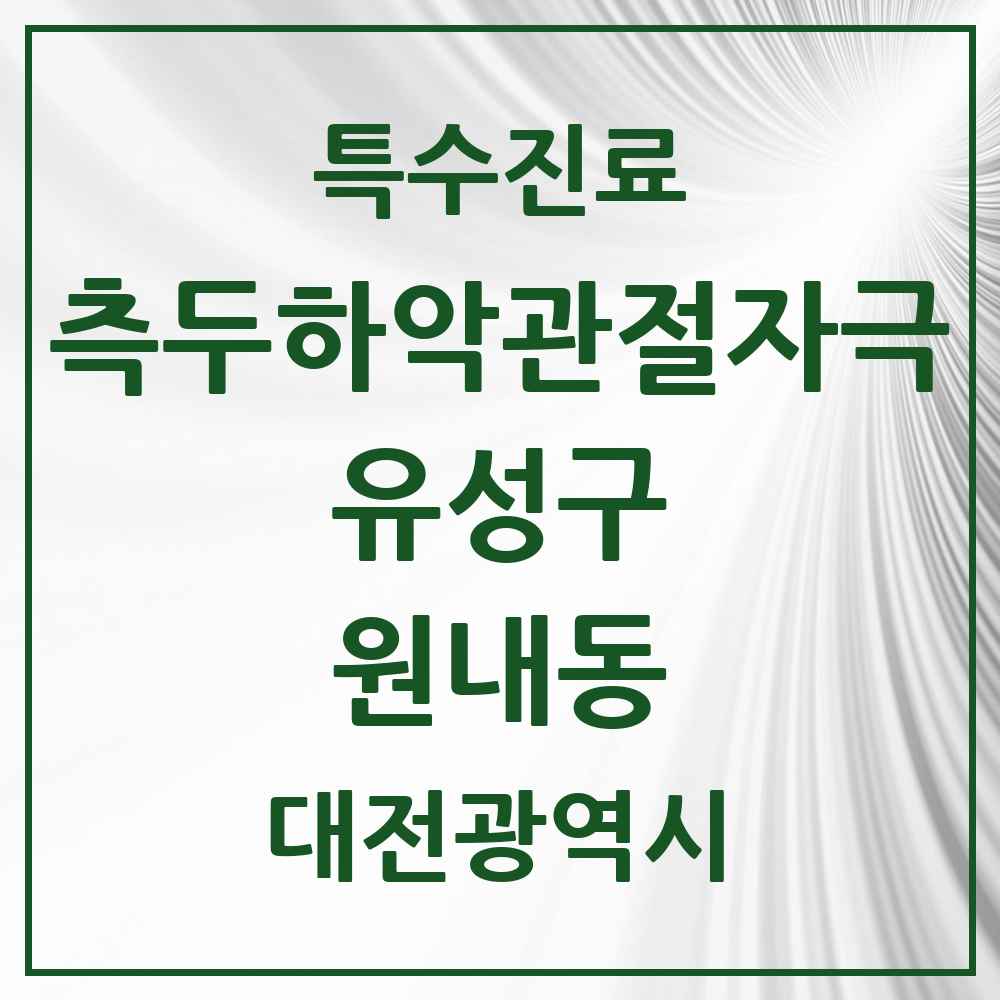 2025 대전광역시 유성구 원내동 측두하악 관절자극요법 실시기관 의원·병원 목록 1곳