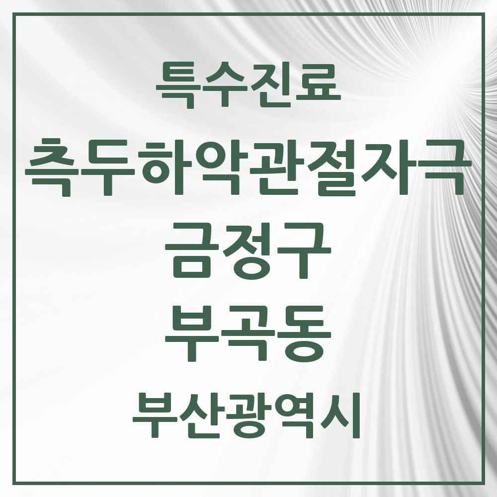 2025 부산광역시 금정구 부곡동 측두하악 관절자극요법 실시기관 의원·병원 목록 2곳