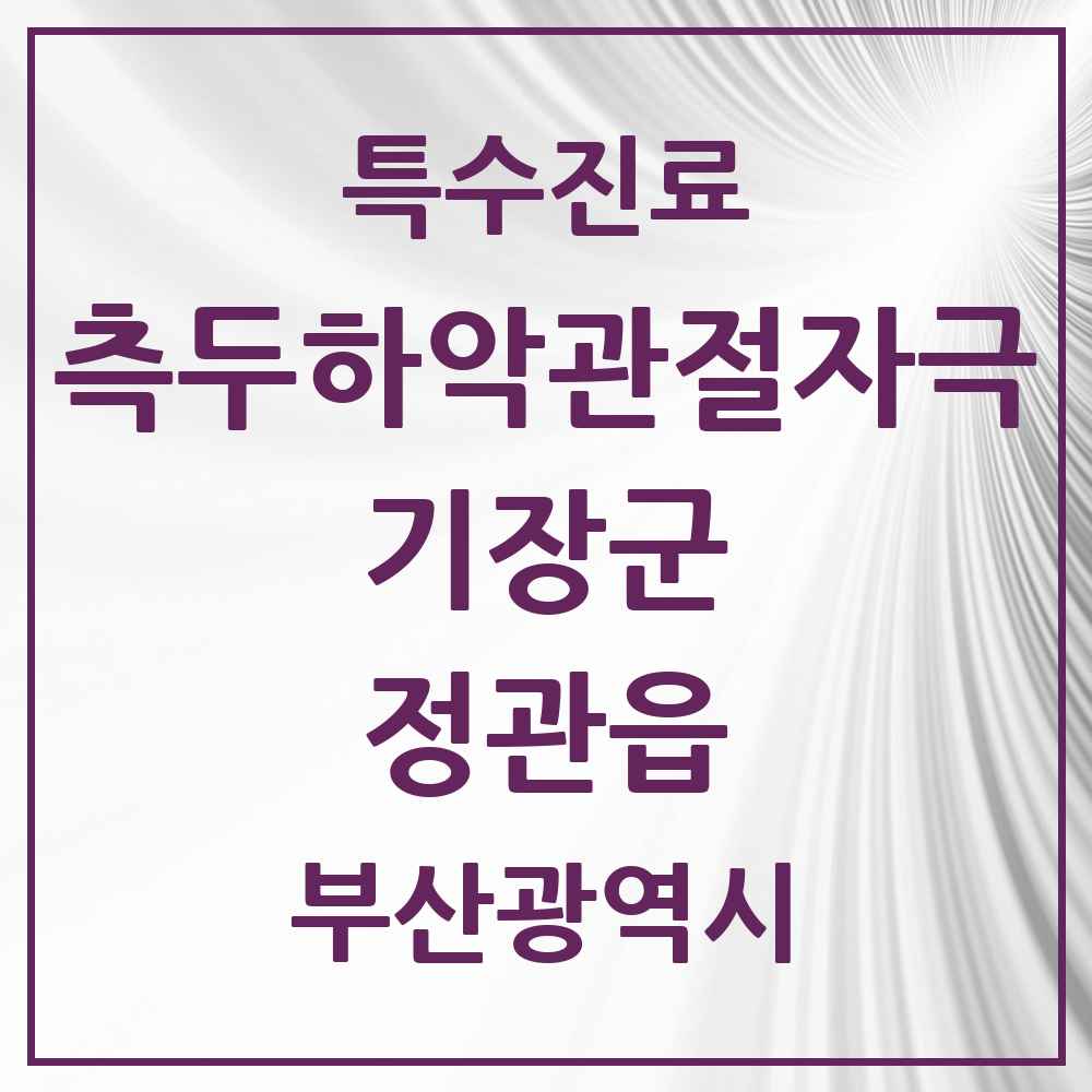 2025 부산광역시 기장군 정관읍 측두하악 관절자극요법 실시기관 의원·병원 목록 3곳
