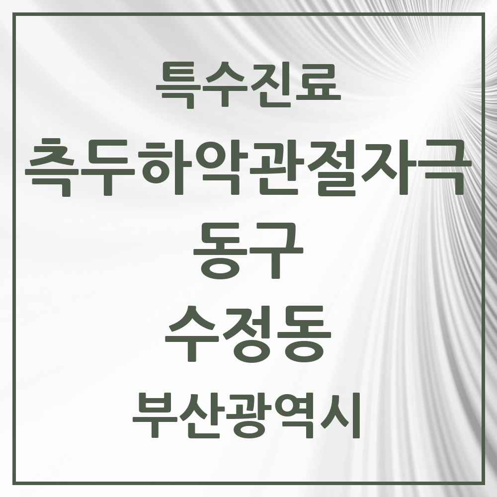 2025 부산광역시 동구 수정동 측두하악 관절자극요법 실시기관 의원·병원 목록 2곳