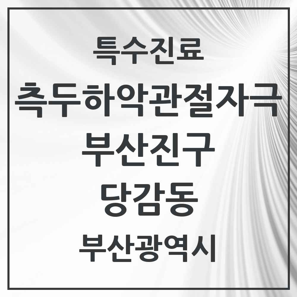 2025 부산광역시 부산진구 당감동 측두하악 관절자극요법 실시기관 의원·병원 목록 3곳