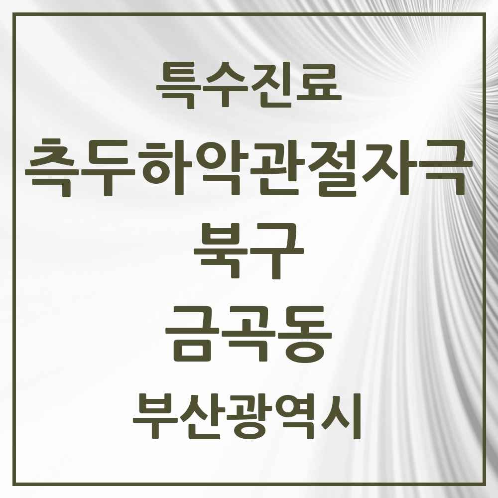 2025 부산광역시 북구 금곡동 측두하악 관절자극요법 실시기관 의원·병원 목록 1곳
