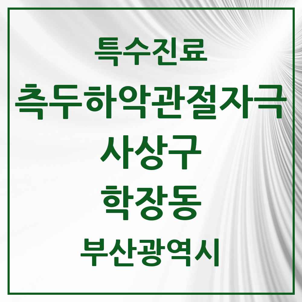 2025 부산광역시 사상구 학장동 측두하악 관절자극요법 실시기관 의원·병원 목록 1곳