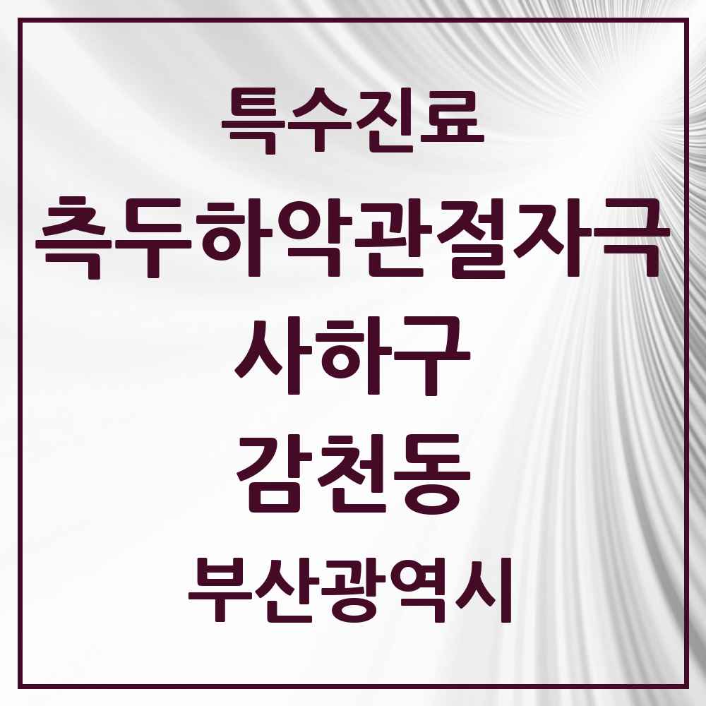 2025 부산광역시 사하구 감천동 측두하악 관절자극요법 실시기관 의원·병원 목록 1곳
