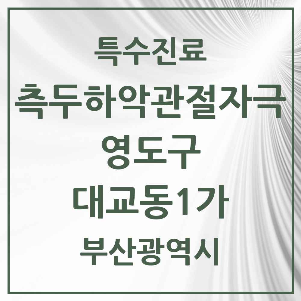 2025 부산광역시 영도구 대교동1가 측두하악 관절자극요법 실시기관 의원·병원 목록 1곳