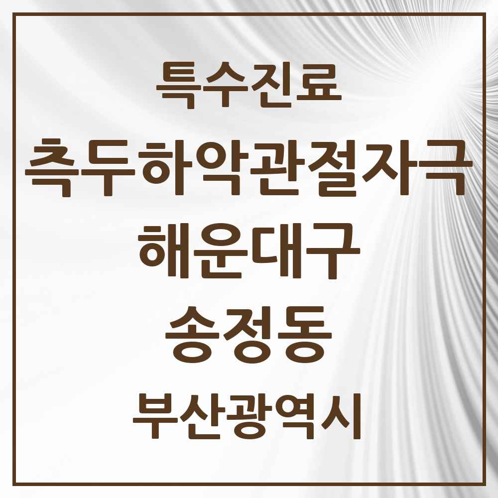 2025 부산광역시 해운대구 송정동 측두하악 관절자극요법 실시기관 의원·병원 목록 1곳