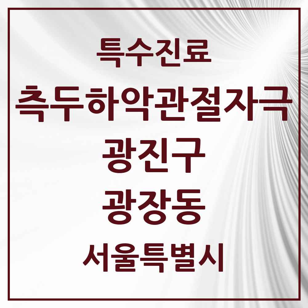 2025 서울특별시 광진구 광장동 측두하악 관절자극요법 실시기관 의원·병원 목록 6곳