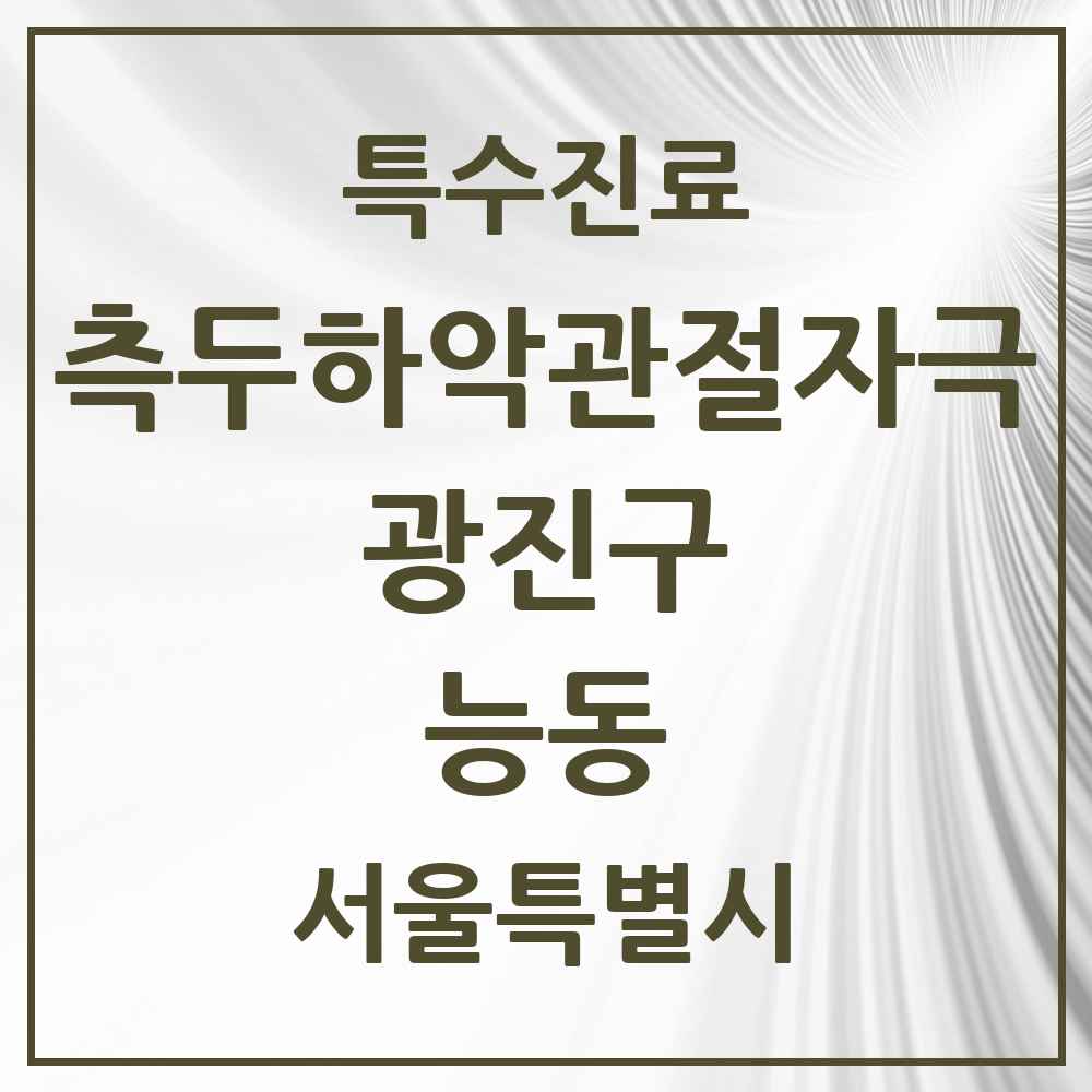 2025 서울특별시 광진구 능동 측두하악 관절자극요법 실시기관 의원·병원 목록 1곳