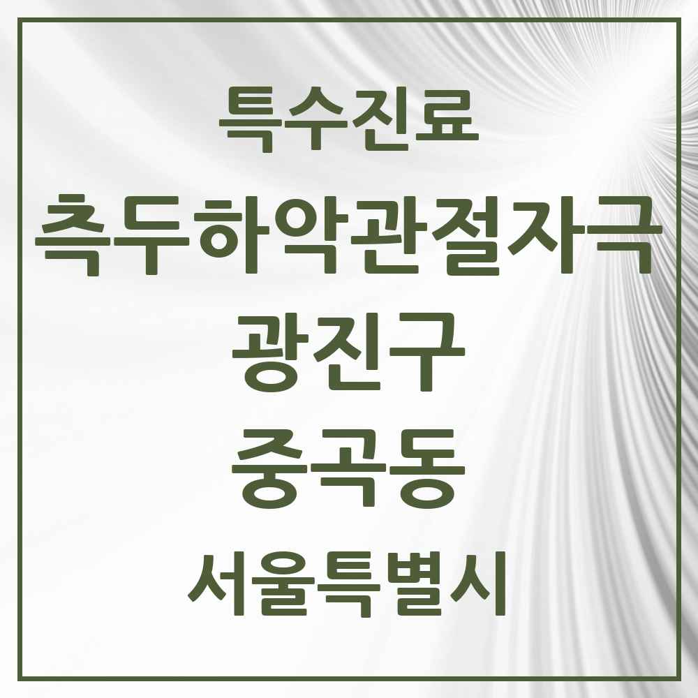 2025 서울특별시 광진구 중곡동 측두하악 관절자극요법 실시기관 의원·병원 목록 10곳