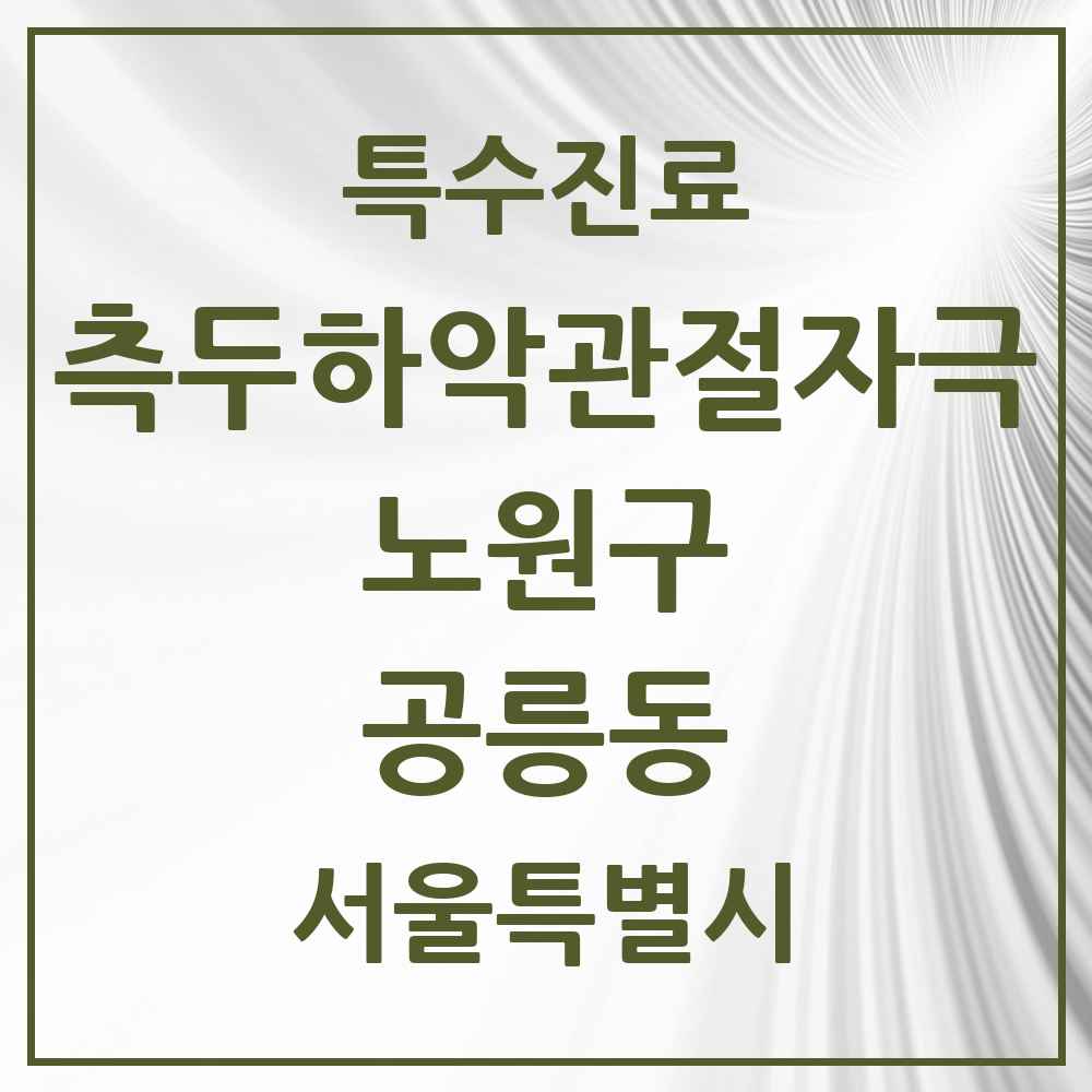 2025 서울특별시 노원구 공릉동 측두하악 관절자극요법 실시기관 의원·병원 목록 16곳