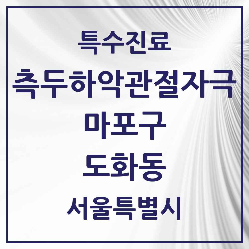 2025 서울특별시 마포구 도화동 측두하악 관절자극요법 실시기관 의원·병원 목록 9곳