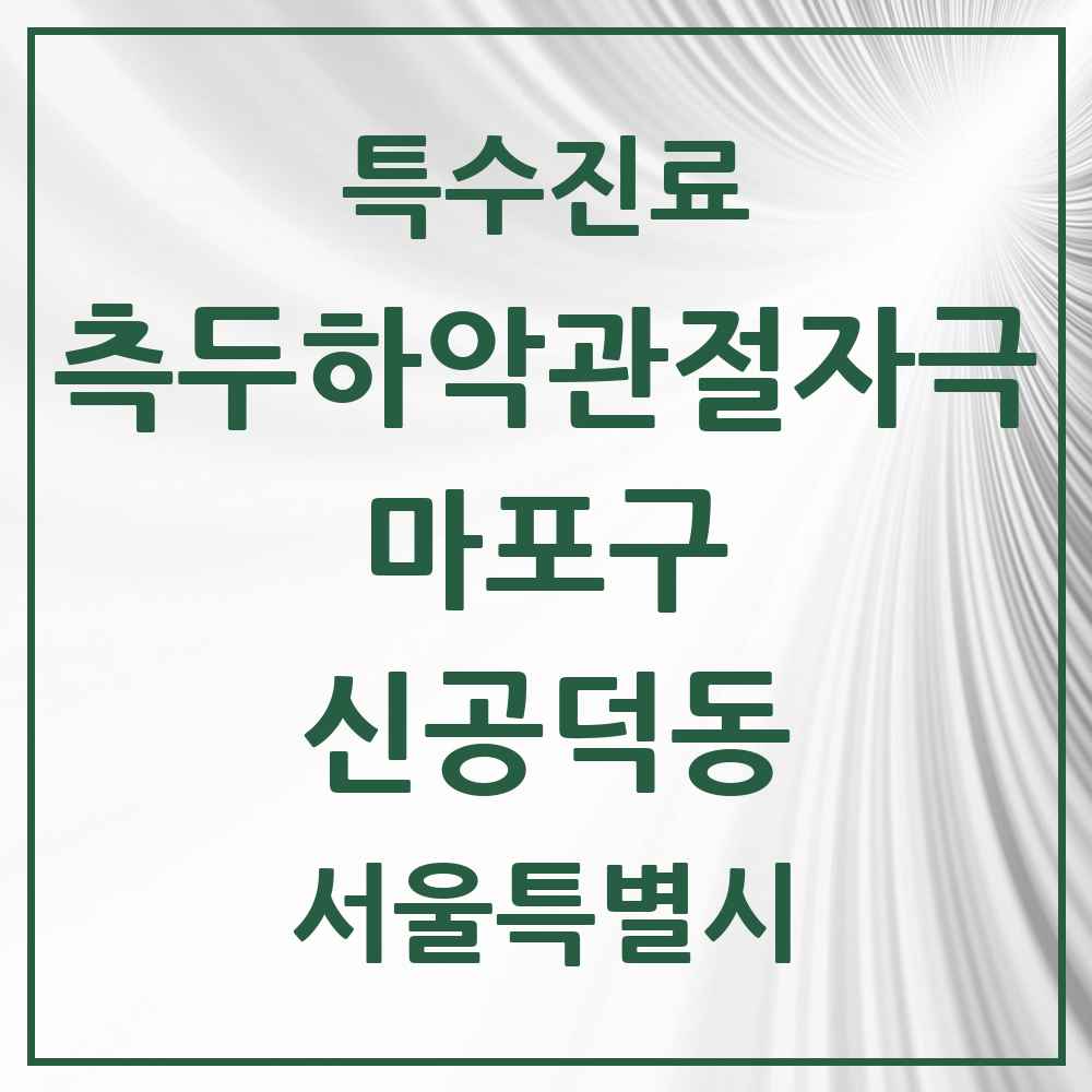 2025 서울특별시 마포구 신공덕동 측두하악 관절자극요법 실시기관 의원·병원 목록 2곳