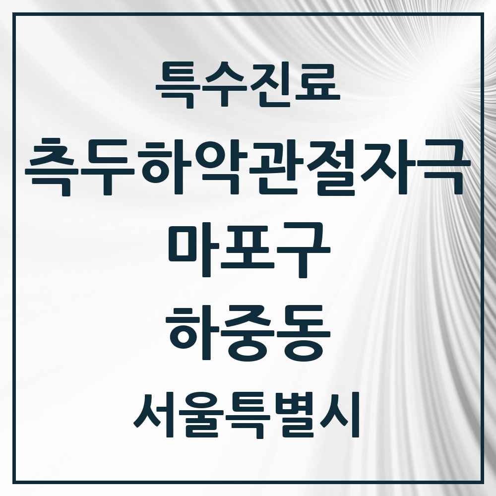 2025 서울특별시 마포구 하중동 측두하악 관절자극요법 실시기관 의원·병원 목록 1곳