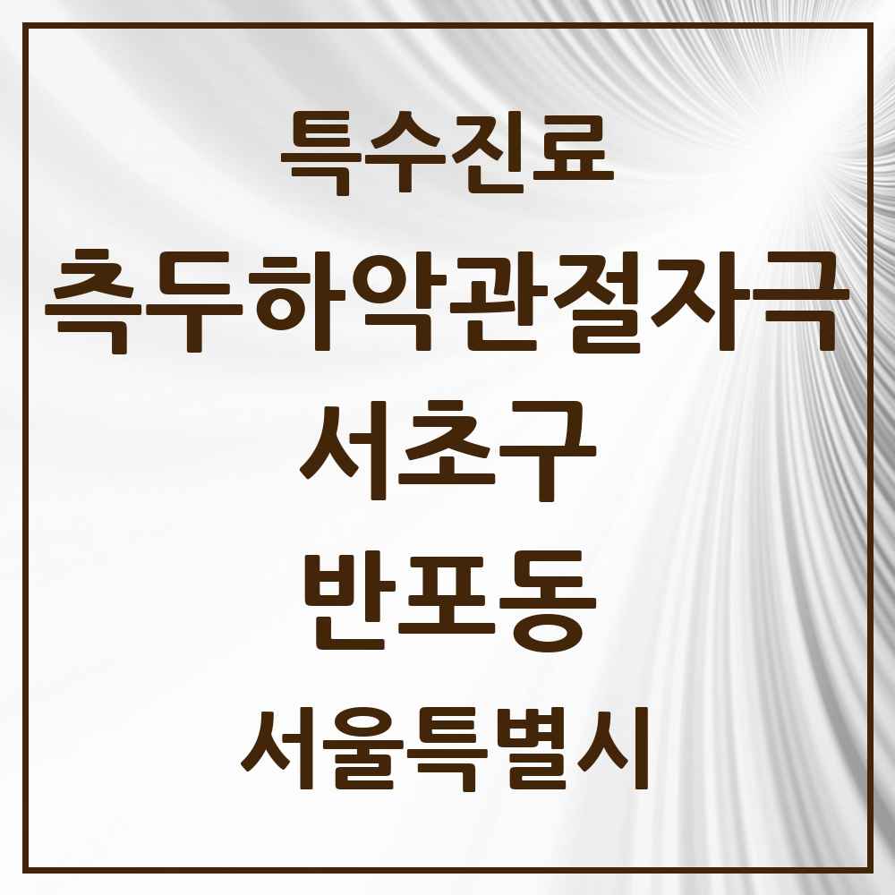 2025 서울특별시 서초구 반포동 측두하악 관절자극요법 실시기관 의원·병원 목록 14곳