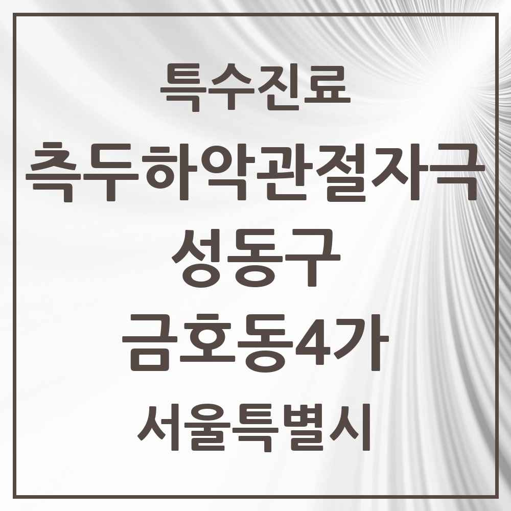 2025 서울특별시 성동구 금호동4가 측두하악 관절자극요법 실시기관 의원·병원 목록 2곳