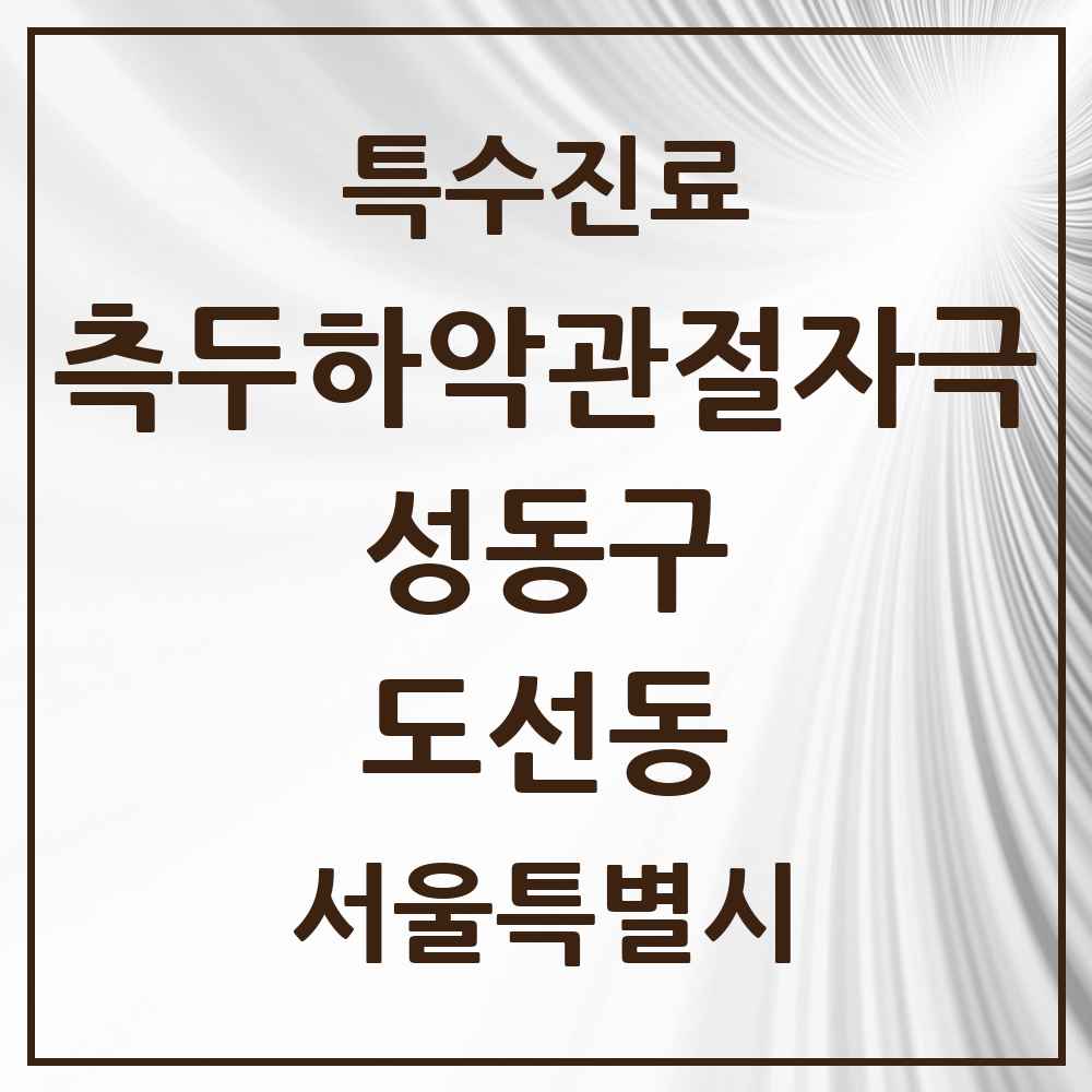 2025 서울특별시 성동구 도선동 측두하악 관절자극요법 실시기관 의원·병원 목록 2곳