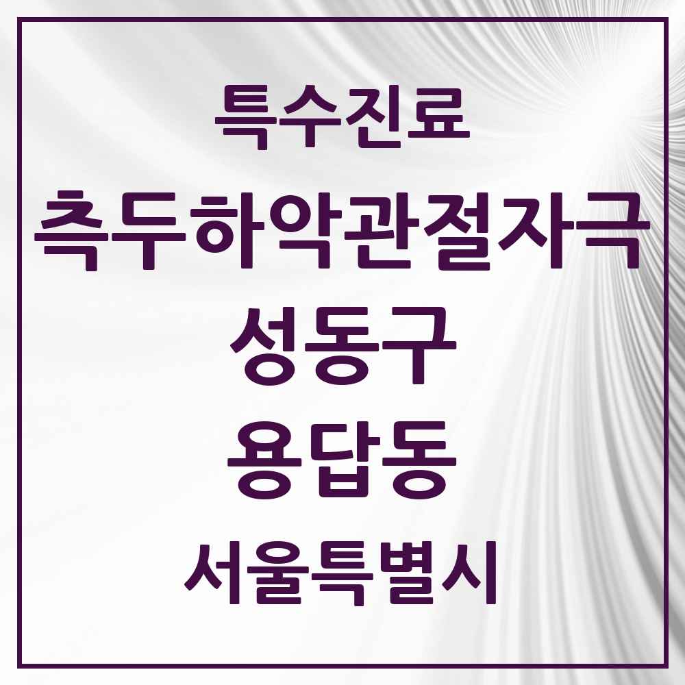 2025 서울특별시 성동구 용답동 측두하악 관절자극요법 실시기관 의원·병원 목록 2곳