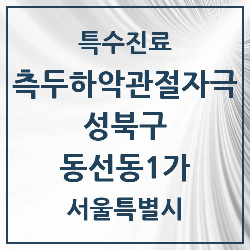2025 서울특별시 성북구 동선동1가 측두하악 관절자극요법 실시기관 의원·병원 목록 4곳