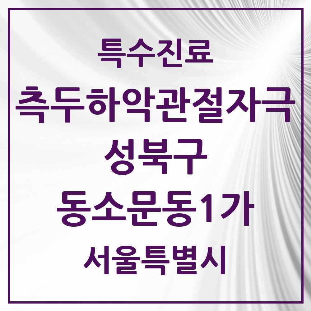 2025 서울특별시 성북구 동소문동1가 측두하악 관절자극요법 실시기관 의원·병원 목록 1곳