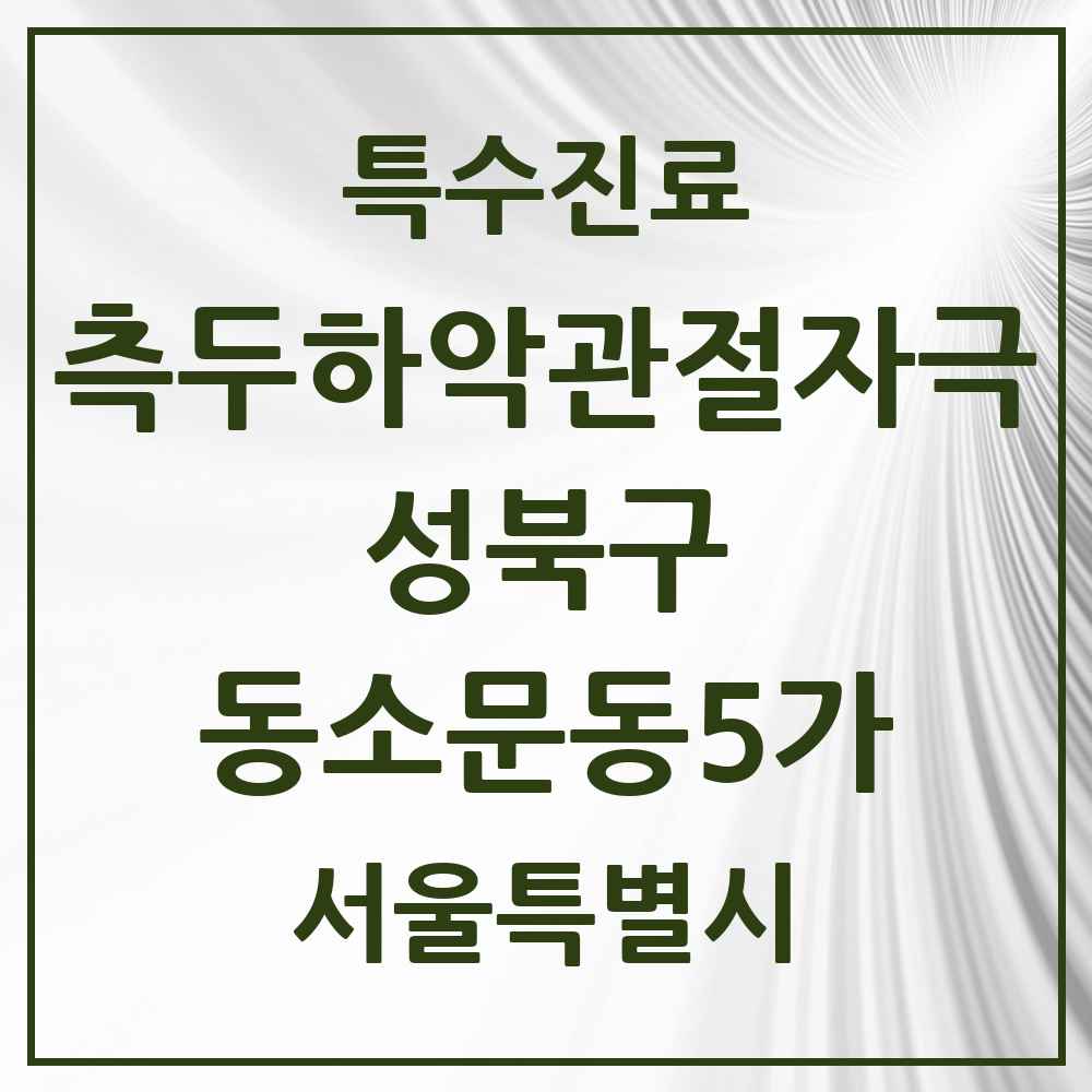 2025 서울특별시 성북구 동소문동5가 측두하악 관절자극요법 실시기관 의원·병원 목록 2곳