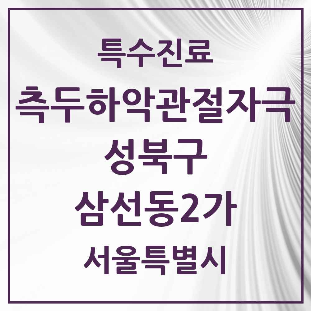 2025 서울특별시 성북구 삼선동2가 측두하악 관절자극요법 실시기관 의원·병원 목록 1곳