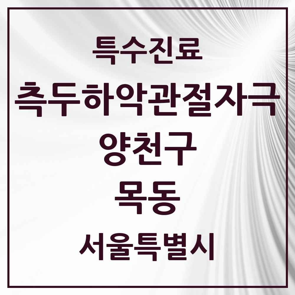 2025 서울특별시 양천구 목동 측두하악 관절자극요법 실시기관 의원·병원 목록 28곳