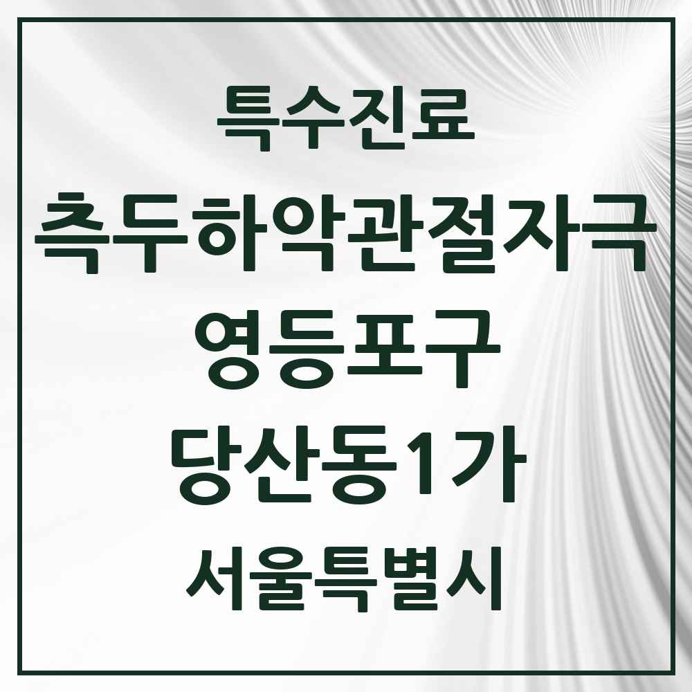 2025 서울특별시 영등포구 당산동1가 측두하악 관절자극요법 실시기관 의원·병원 목록 1곳