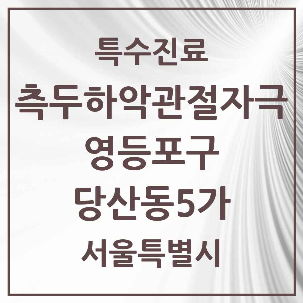 2025 서울특별시 영등포구 당산동5가 측두하악 관절자극요법 실시기관 의원·병원 목록 3곳