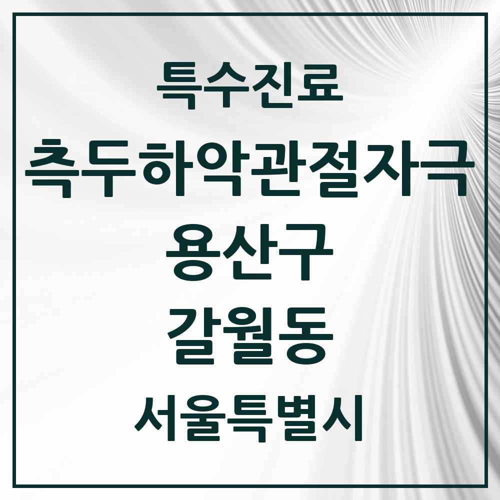 2025 서울특별시 용산구 갈월동 측두하악 관절자극요법 실시기관 의원·병원 목록 2곳