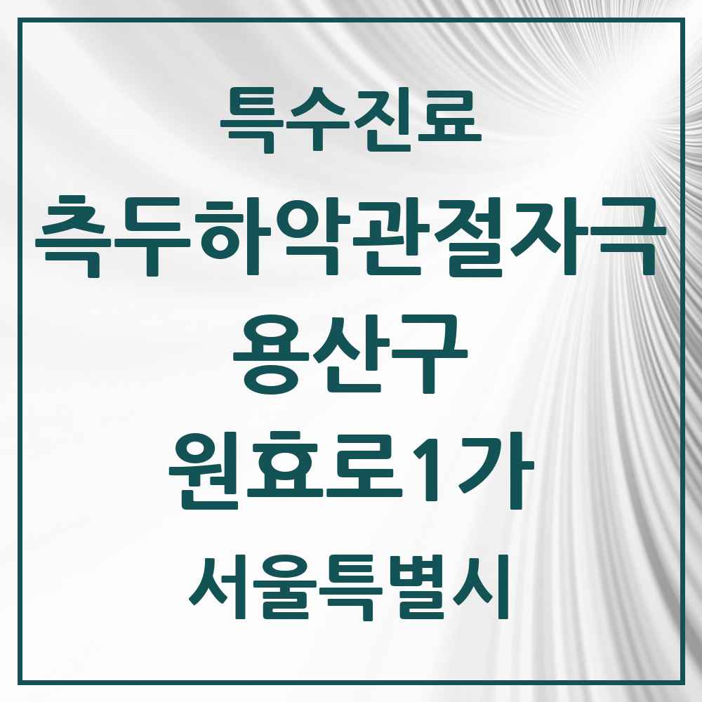 2025 서울특별시 용산구 원효로1가 측두하악 관절자극요법 실시기관 의원·병원 목록 2곳