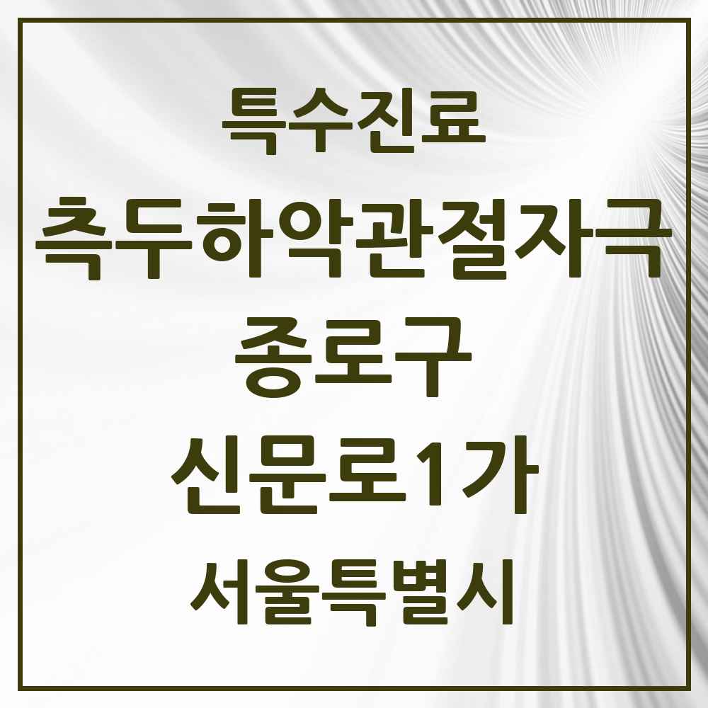 2025 서울특별시 종로구 신문로1가 측두하악 관절자극요법 실시기관 의원·병원 목록 1곳