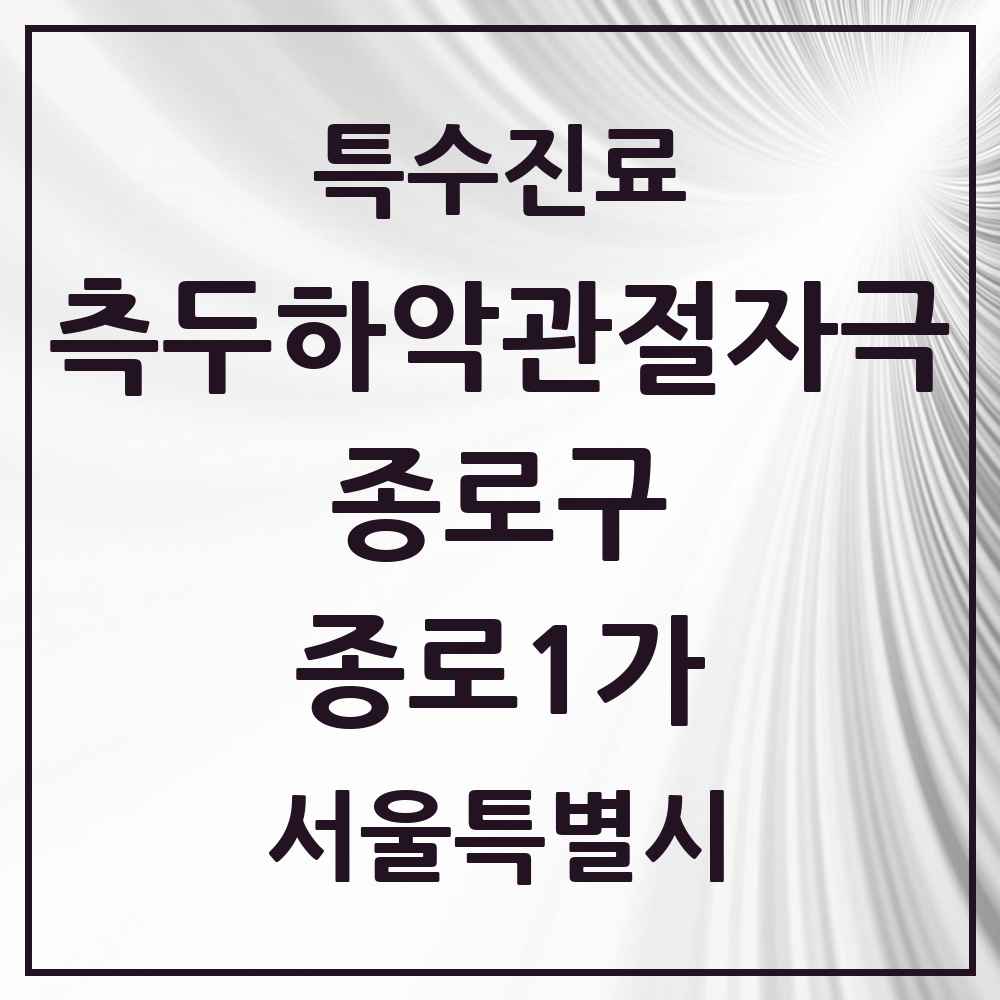 2025 서울특별시 종로구 종로1가 측두하악 관절자극요법 실시기관 의원·병원 목록 1곳