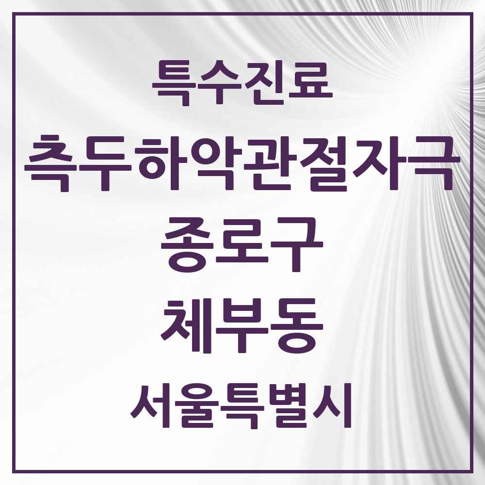 2025 서울특별시 종로구 체부동 측두하악 관절자극요법 실시기관 의원·병원 목록 1곳