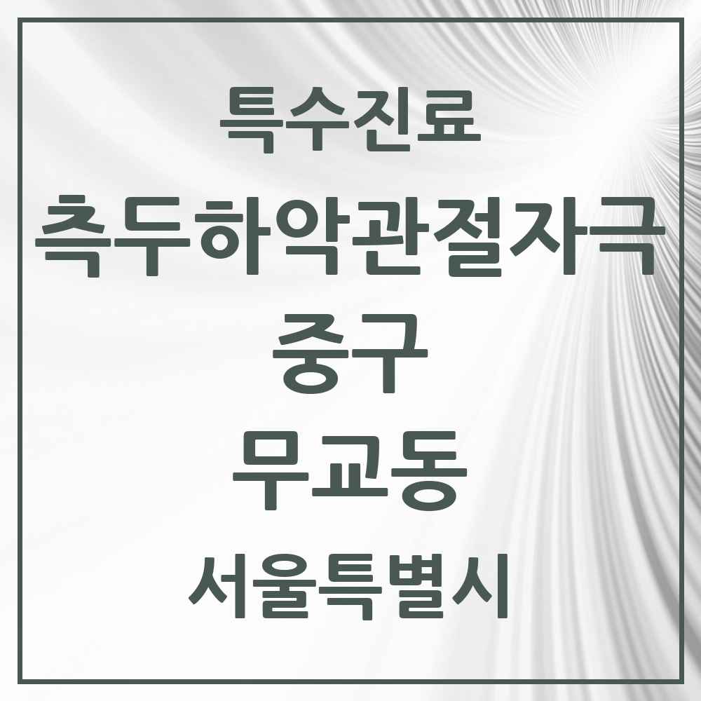2025 서울특별시 중구 무교동 측두하악 관절자극요법 실시기관 의원·병원 목록 3곳