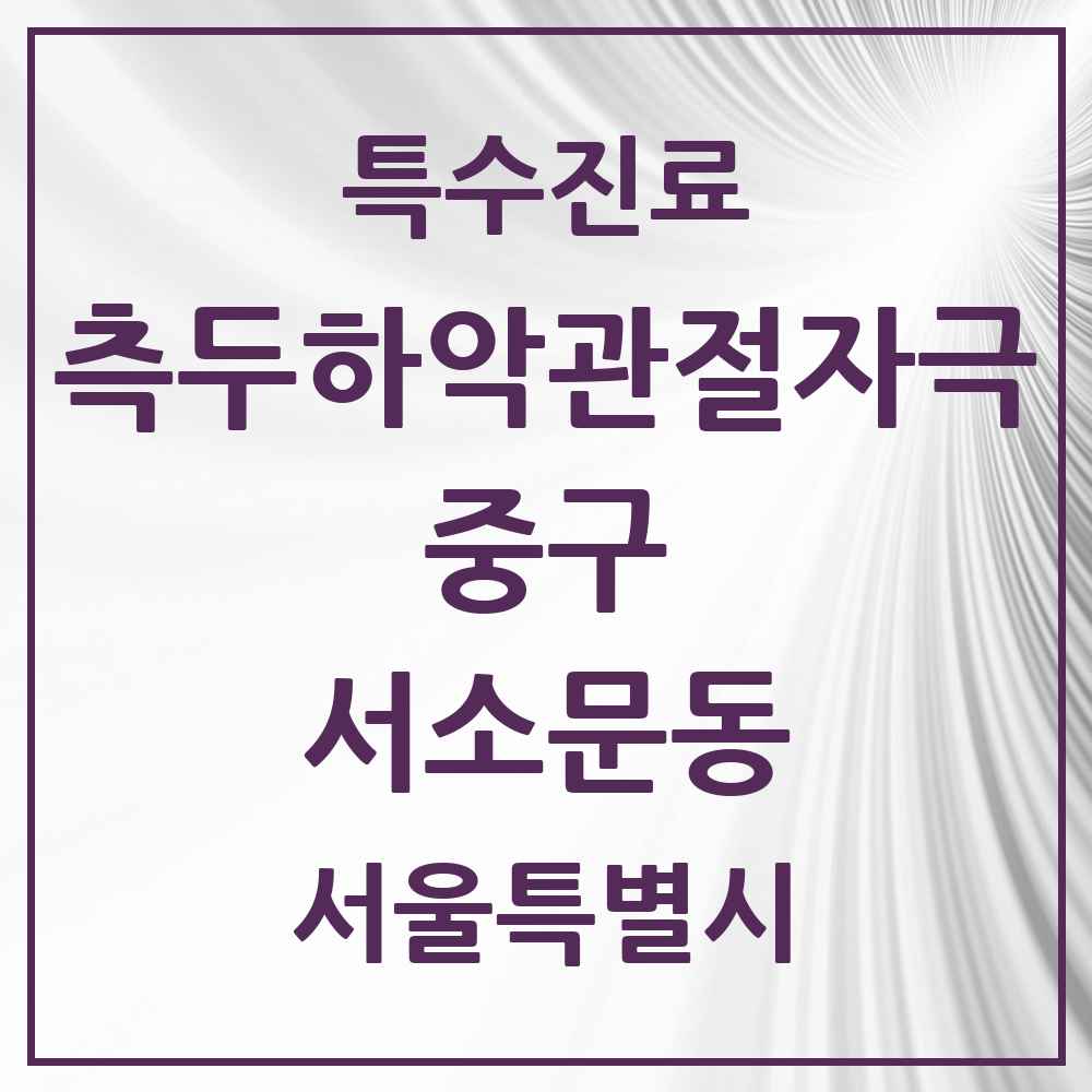 2025 서울특별시 중구 서소문동 측두하악 관절자극요법 실시기관 의원·병원 목록 2곳